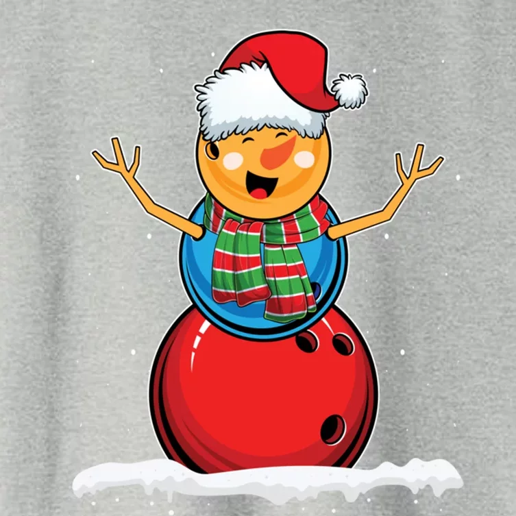 Christmas Bowling Ball Snow Xmas Santa Bowling Lover Cool Gift Women's Crop Top Tee