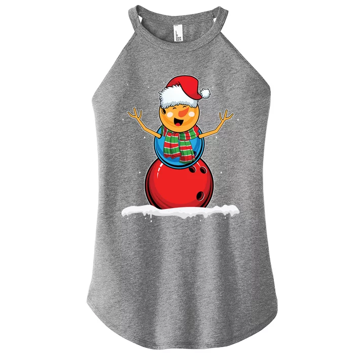 Christmas Bowling Ball Snow Xmas Santa Bowling Lover Cool Gift Women’s Perfect Tri Rocker Tank