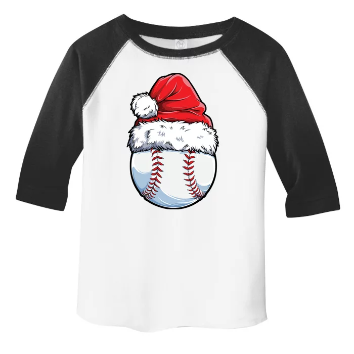 Christmas Baseball Ball Santa Hat Xmas Catcher Pitcher Cute Gift Toddler Fine Jersey T-Shirt