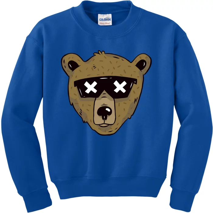 Cool Brown Bear Gift Sunglasses Lover Team Gift Kids Sweatshirt