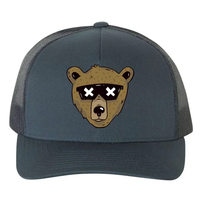 Cool Brown Bear Gift Sunglasses Lover Team Gift Yupoong Adult 5-Panel Trucker Hat