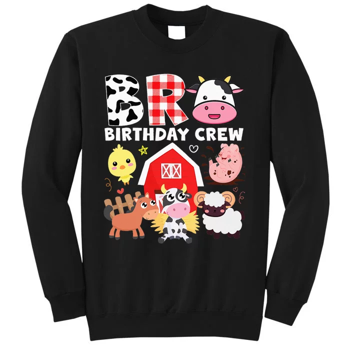 Cow Bro Birthday Crew Farm Theme Animals Kids Birthday Party Tall Sweatshirt