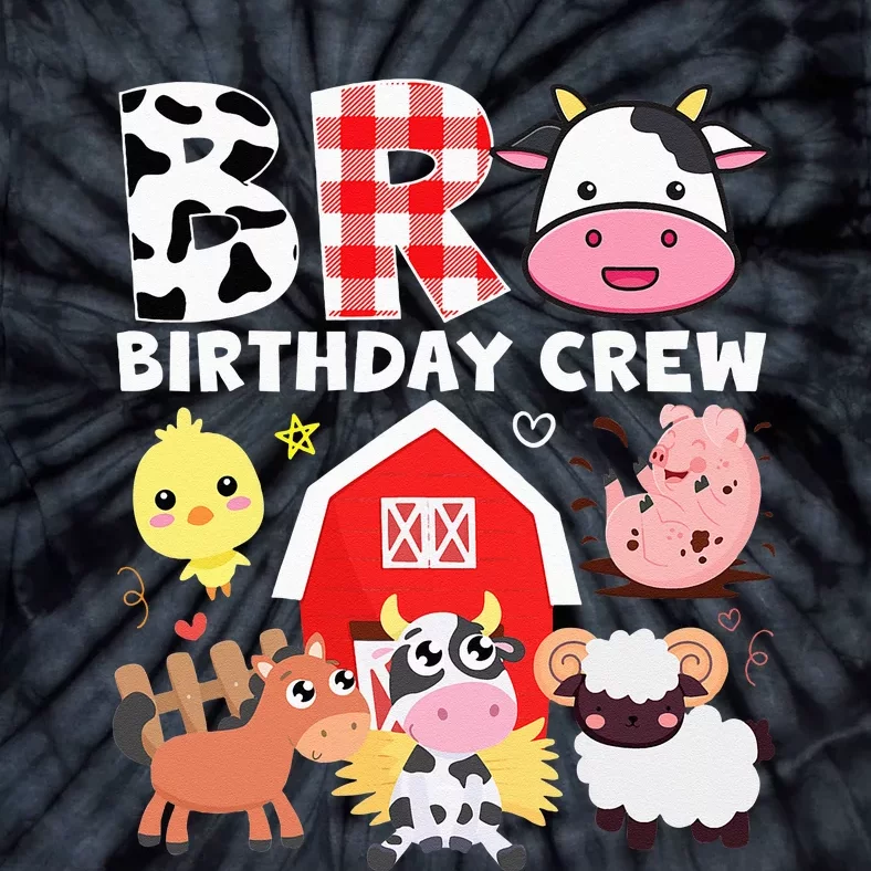 Cow Bro Birthday Crew Farm Theme Animals Kids Birthday Party Tie-Dye T-Shirt