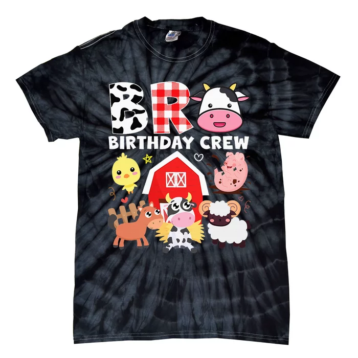 Cow Bro Birthday Crew Farm Theme Animals Kids Birthday Party Tie-Dye T-Shirt