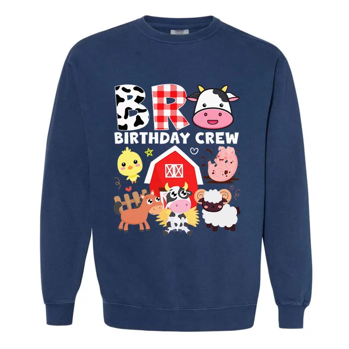 Cow Bro Birthday Crew Farm Theme Animals Kids Birthday Party Garment-Dyed Sweatshirt