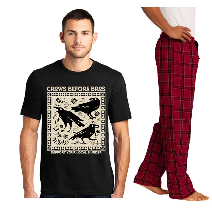 Crows Before Bros Support Your Local Murder Funny Halloween Pajama Set