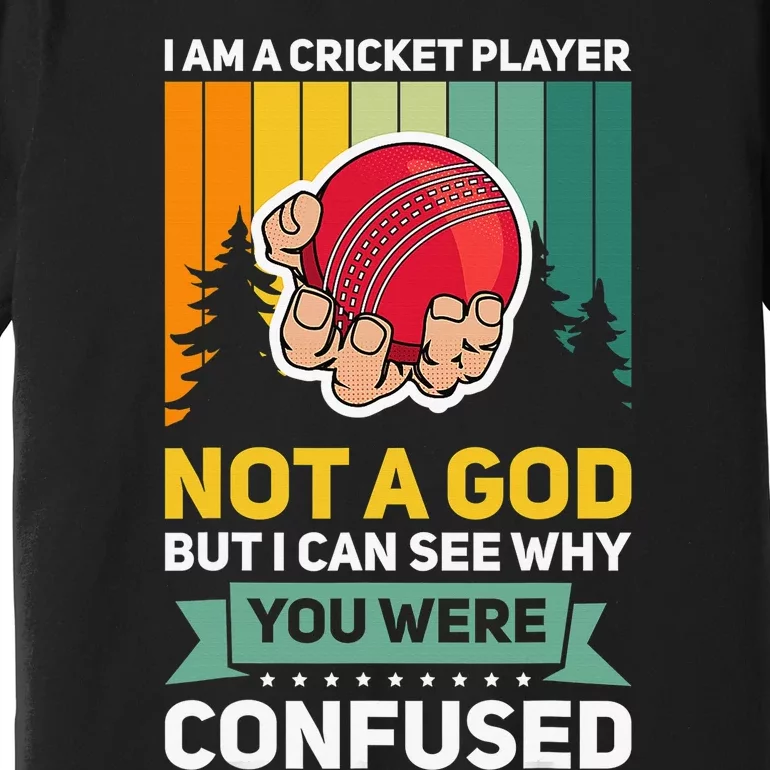 Cricketer Bat Ball Game Cricket Player Bowler Sports Premium T-Shirt