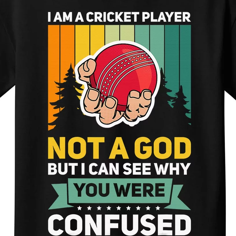 Cricketer Bat Ball Game Cricket Player Bowler Sports Kids T-Shirt