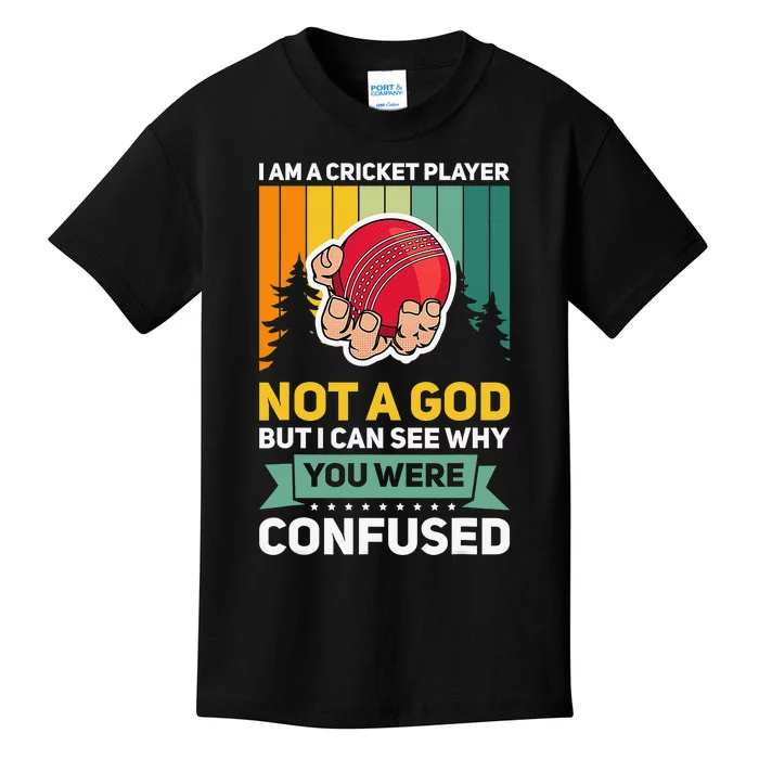 Cricketer Bat Ball Game Cricket Player Bowler Sports Kids T-Shirt