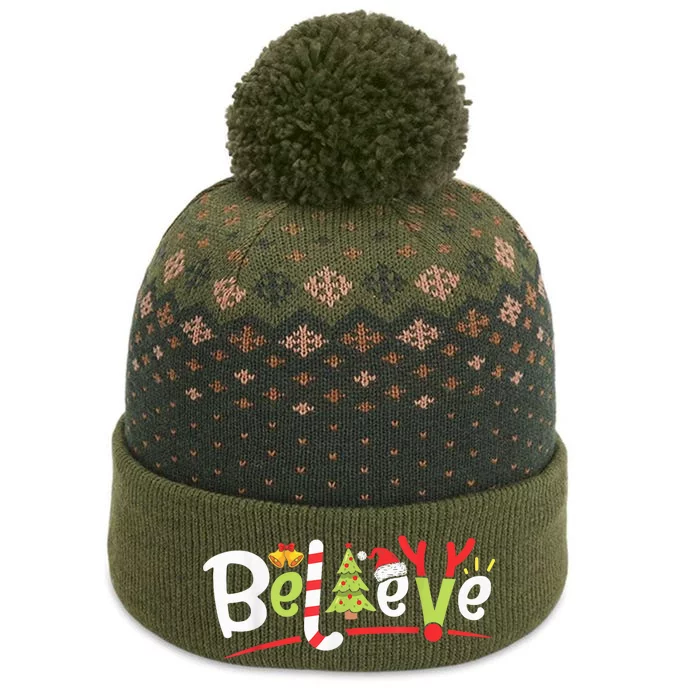 Christmas Believe Boy Girls Santa Hat Xmas Tree Antlers The Baniff Cuffed Pom Beanie