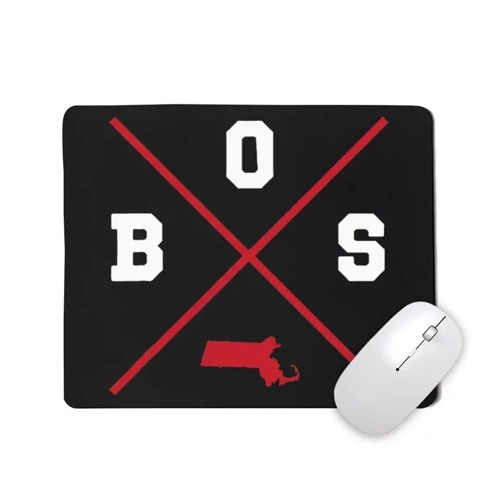 Classic Bos Boston Massachusetts Red Vintage State Outline Mousepad