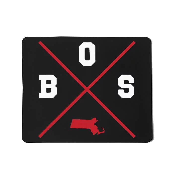 Classic Bos Boston Massachusetts Red Vintage State Outline Mousepad