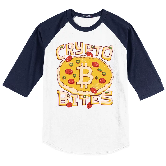 Crypto Bites Bitcoin Pizza Baseball Sleeve Shirt