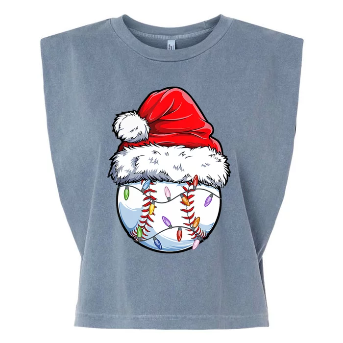 Christmas Baseball Ball Santa Hat Xmas Catcher Pitcher Gift Garment-Dyed Women's Muscle Tee