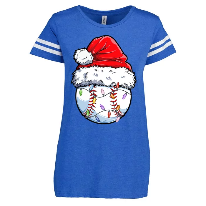 Christmas Baseball Ball Santa Hat Xmas Catcher Pitcher Gift Enza Ladies Jersey Football T-Shirt