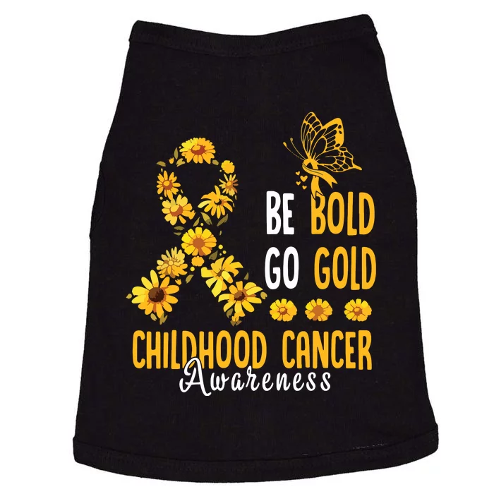 Childhood Be Bold Go Gold Childhood Cancer Awareness Flower Doggie Tank