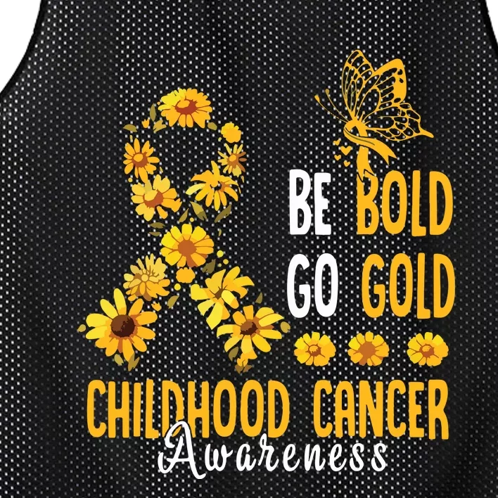 Childhood Be Bold Go Gold Childhood Cancer Awareness Flower Mesh Reversible Basketball Jersey Tank