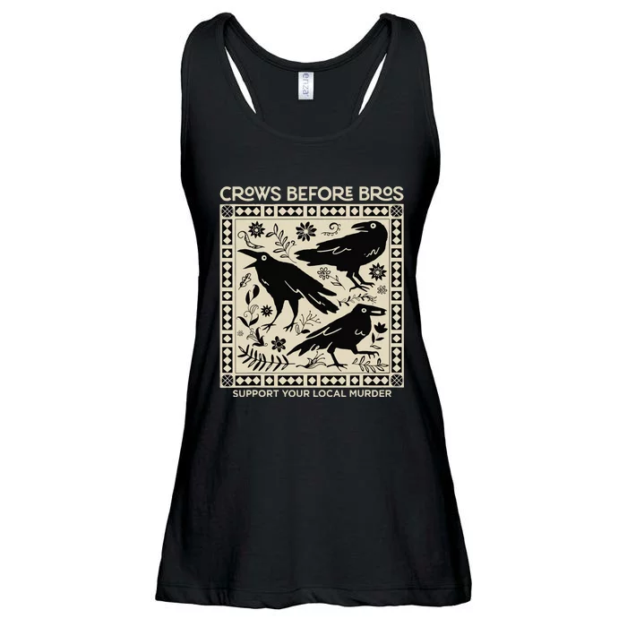 Crows Before Bros Support Your Local Murder Funny Halloween Ladies Essential Flowy Tank