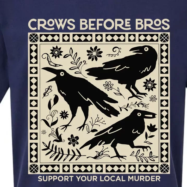 Crows Before Bros Support Your Local Murder Funny Halloween Sueded Cloud Jersey T-Shirt