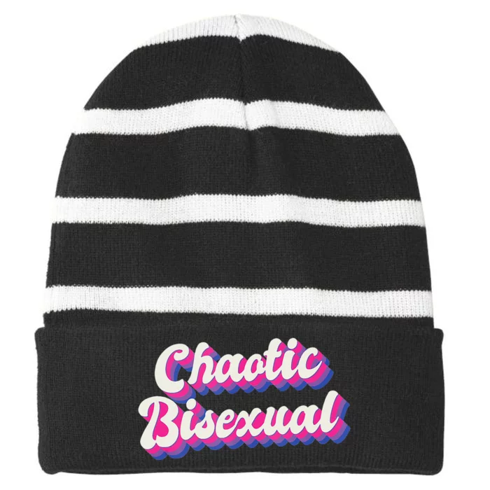 Chaotic Bisexual Bi LGBT Bisexual Pride Striped Beanie with Solid Band