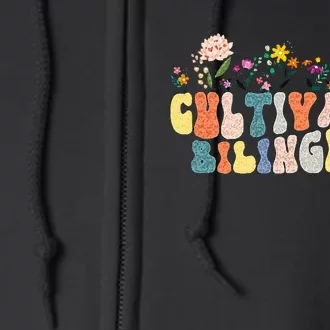 Cultivando Bilingues Best Spanish Teacher Dual Language Crew Full Zip Hoodie