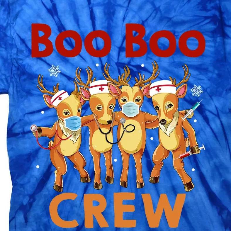 Christmas Boo Boo Crew Reindeer Nurse Gift Tie-Dye T-Shirt