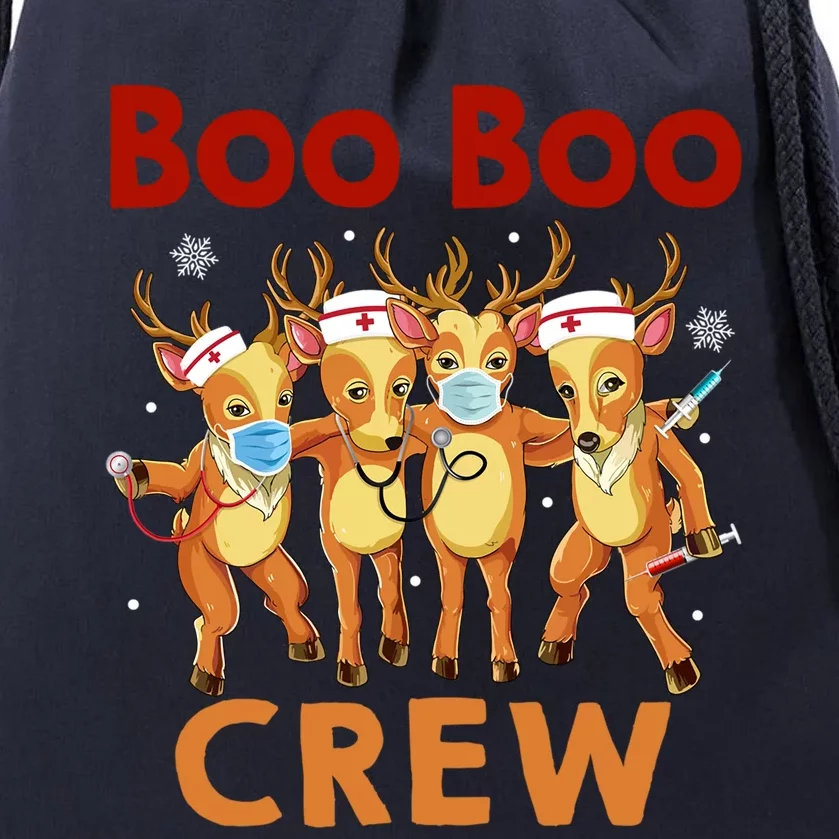 Christmas Boo Boo Crew Reindeer Nurse Gift Drawstring Bag