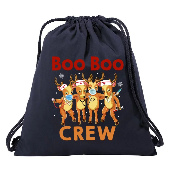 Christmas Boo Boo Crew Reindeer Nurse Gift Drawstring Bag