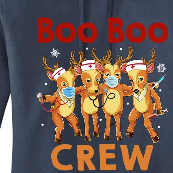 Christmas Boo Boo Crew Reindeer Nurse Gift Women's Pullover Hoodie