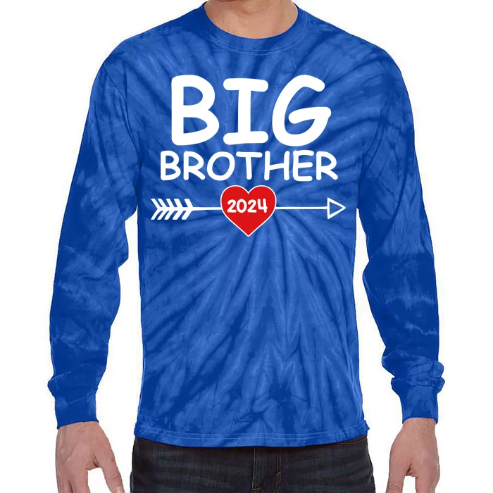 Cute Big Brother 2024 Arrow Heart Tie-Dye Long Sleeve Shirt