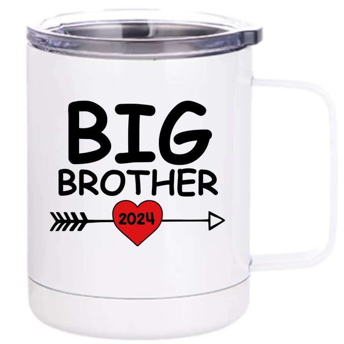 Cute Big Brother 2024 Arrow Heart Front & Back 12oz Stainless Steel Tumbler Cup