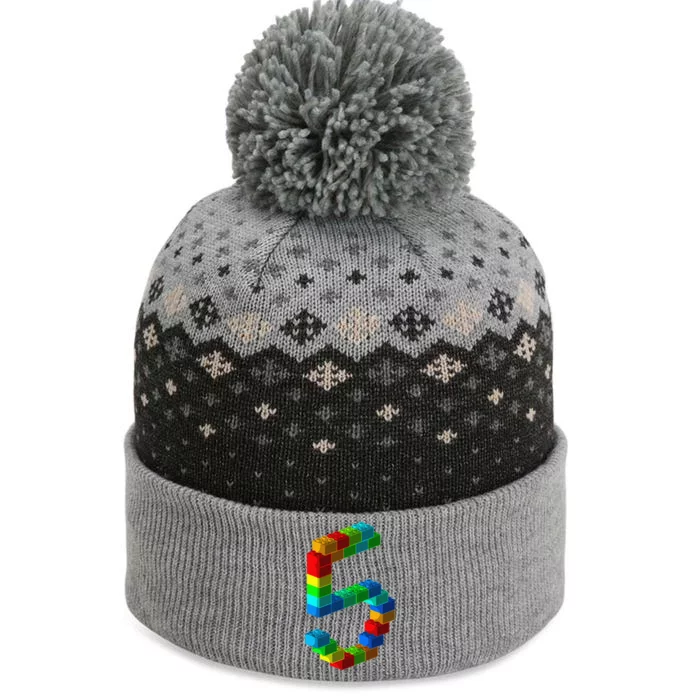 Cute Block Building 5th Birthday Gift 5 Years Old The Baniff Cuffed Pom Beanie