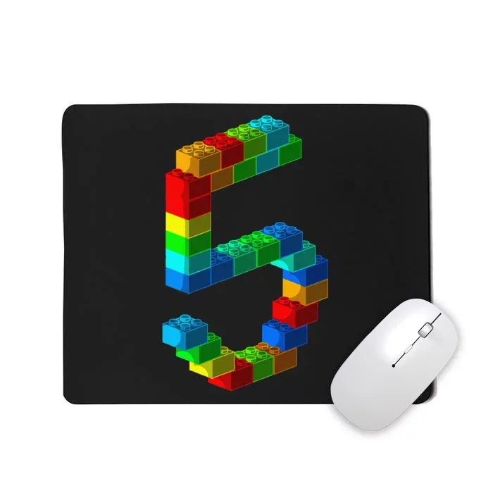 Cute Block Building 5th Birthday Gift 5 Years Old Mousepad