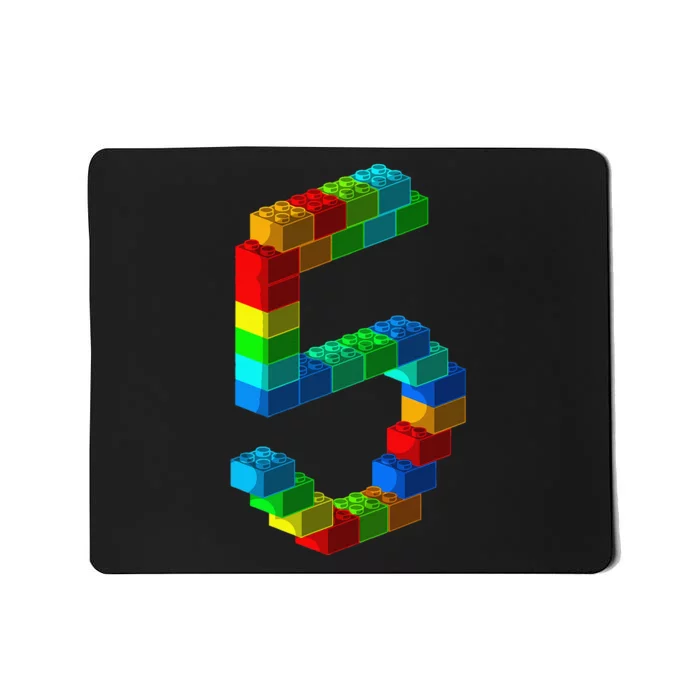 Cute Block Building 5th Birthday Gift 5 Years Old Mousepad