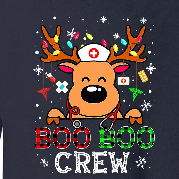 Christmas Boo Boo Crew Reindeer Nurse Buffalo Plaid Nurse Toddler Sweatshirt