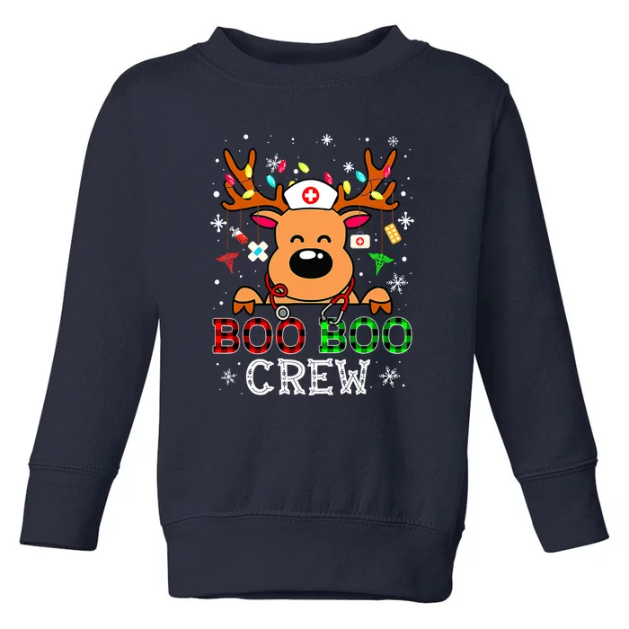 Christmas Boo Boo Crew Reindeer Nurse Buffalo Plaid Nurse Toddler Sweatshirt