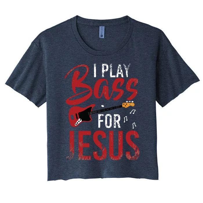 Christian Bassist Bass Player Jesus Bass Guitar Women's Crop Top Tee