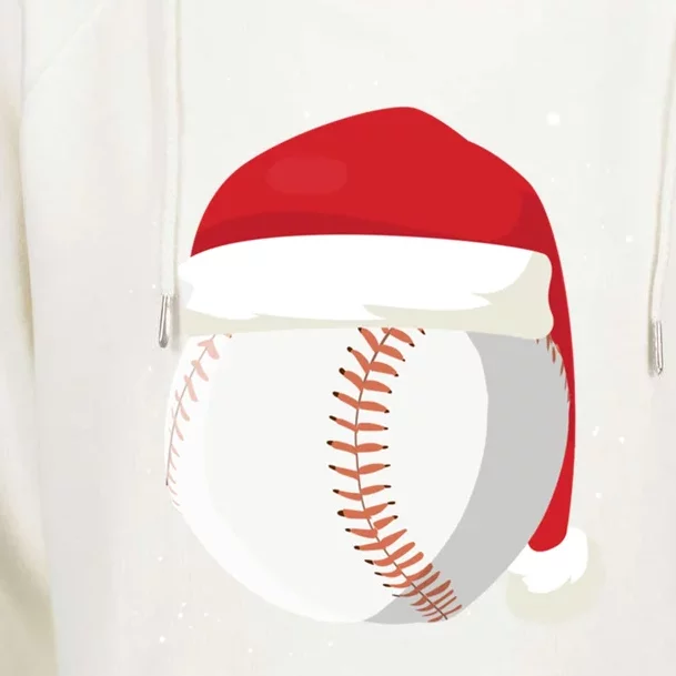 Christmas Baseball Ball Santa Claus Hat Xmas Catcher Pitcher Gift Womens Funnel Neck Pullover Hood