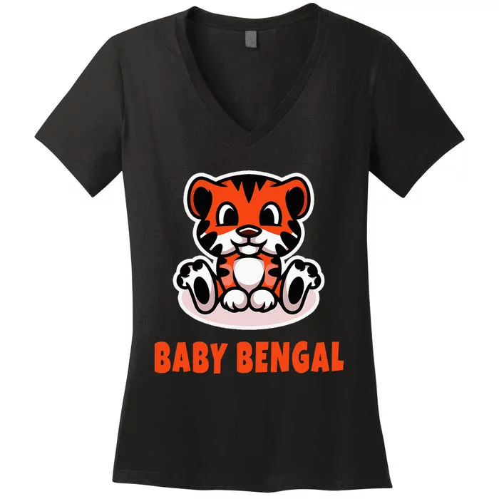 Cute Baby Bengal Women's V-Neck T-Shirt