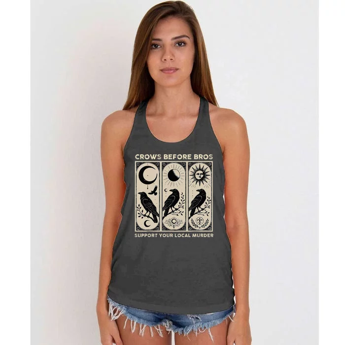 Crows Before Bros Support Your Local Murder Women's Knotted Racerback Tank