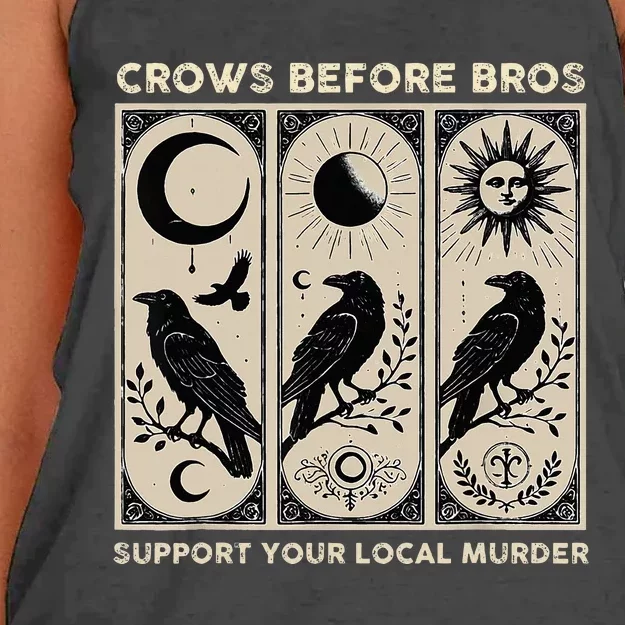 Crows Before Bros Support Your Local Murder Women's Knotted Racerback Tank