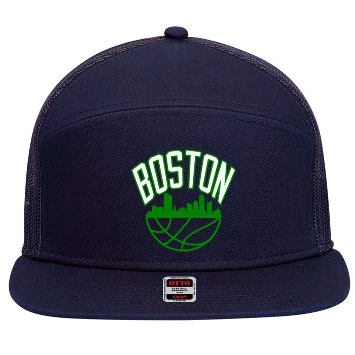 Boston Basketball Jersey Team 7 Panel Mesh Trucker Snapback Hat