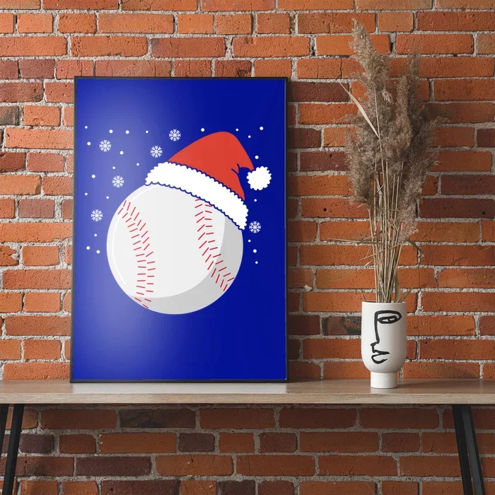 Christmas Baseball Ball Santa Claus Hat Xmas Catcher Pitcher Gift Poster