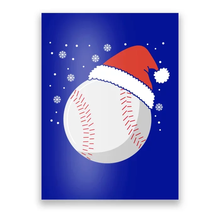 Christmas Baseball Ball Santa Claus Hat Xmas Catcher Pitcher Gift Poster