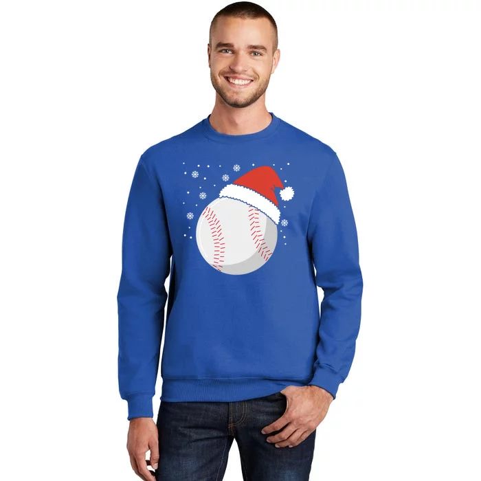 Christmas Baseball Ball Santa Claus Hat Xmas Catcher Pitcher Gift Tall Sweatshirt