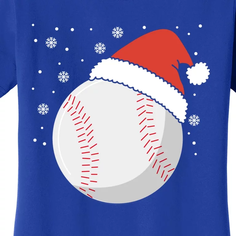 Christmas Baseball Ball Santa Claus Hat Xmas Catcher Pitcher Gift Women's T-Shirt