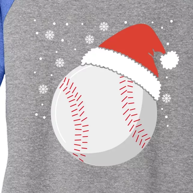 Christmas Baseball Ball Santa Claus Hat Xmas Catcher Pitcher Gift Women's Tri-Blend 3/4-Sleeve Raglan Shirt