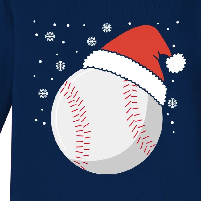 Christmas Baseball Ball Santa Claus Hat Xmas Catcher Pitcher Gift Baby Long Sleeve Bodysuit