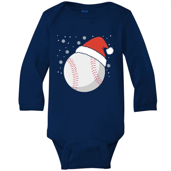 Christmas Baseball Ball Santa Claus Hat Xmas Catcher Pitcher Gift Baby Long Sleeve Bodysuit