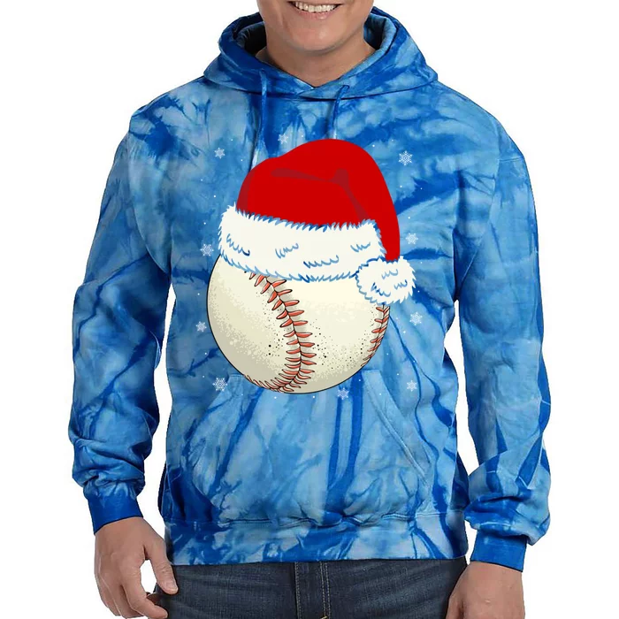 Christmas Baseball Ball Santa Hat Xmas Catcher Pitcher Funny Gift Tie Dye Hoodie